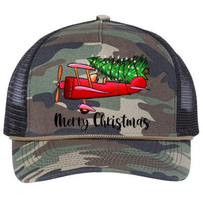 Funny Airplane Christmas Light Tree Airplane Pajama Xmas Great Gift Retro Rope Trucker Hat Cap