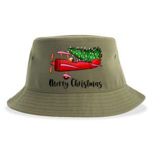 Funny Airplane Christmas Light Tree Airplane Pajama Xmas Great Gift Sustainable Bucket Hat