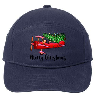 Funny Airplane Christmas Light Tree Airplane Pajama Xmas Great Gift 7-Panel Snapback Hat