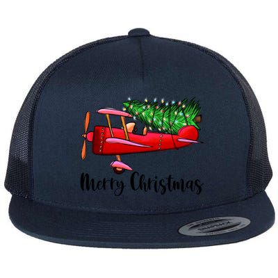 Funny Airplane Christmas Light Tree Airplane Pajama Xmas Great Gift Flat Bill Trucker Hat