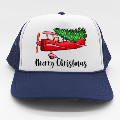 Funny Airplane Christmas Light Tree Airplane Pajama Xmas Great Gift Trucker Hat