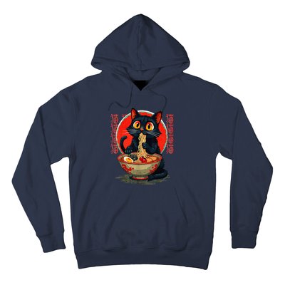 Funny Anime Cute Cat Eating Ramen Japanese Noodles Vintage Hoodie