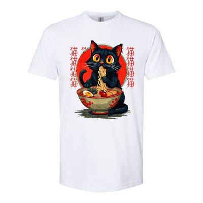 Funny Anime Cute Cat Eating Ramen Japanese Noodles Vintage Softstyle® CVC T-Shirt