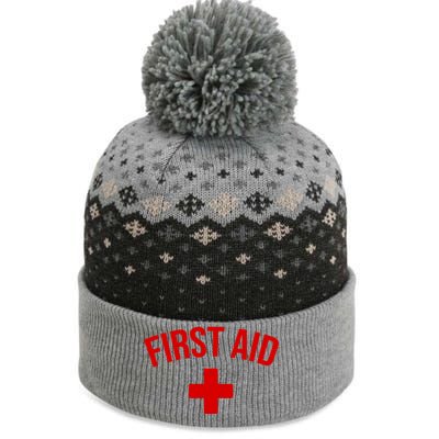 First Aid Cross Cool Medic Emergency Staff Uniform Gift The Baniff Cuffed Pom Beanie