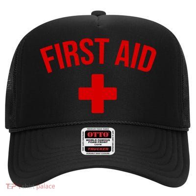 First Aid Cross Cool Medic Emergency Staff Uniform Gift High Crown Mesh Back Trucker Hat