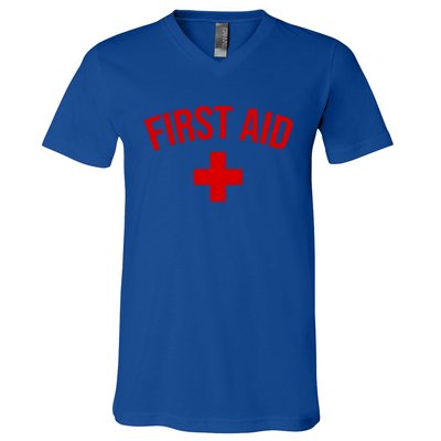 First Aid Cross Cool Medic Emergency Staff Uniform Gift V-Neck T-Shirt