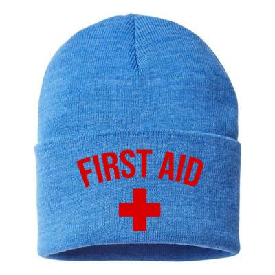 First Aid Cross Cool Medic Emergency Staff Uniform Gift Sustainable Knit Beanie