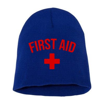 First Aid Cross Cool Medic Emergency Staff Uniform Gift Short Acrylic Beanie