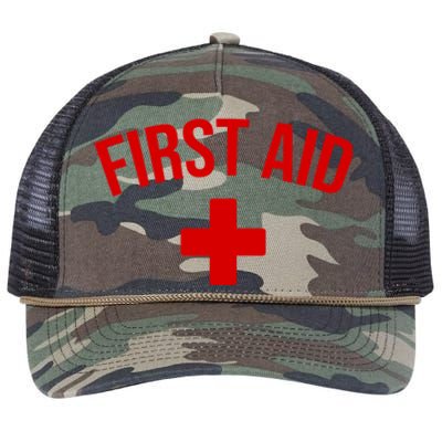 First Aid Cross Cool Medic Emergency Staff Uniform Gift Retro Rope Trucker Hat Cap