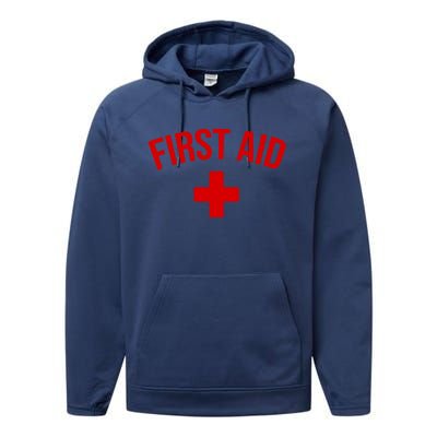 First Aid Cross Cool Medic Emergency Staff Uniform Gift Performance Fleece Hoodie