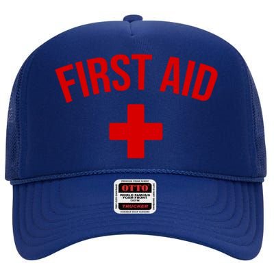 First Aid Cross Cool Medic Emergency Staff Uniform Gift High Crown Mesh Back Trucker Hat