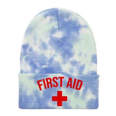 First Aid Cross Cool Medic Emergency Staff Uniform Gift Tie Dye 12in Knit Beanie