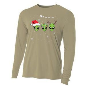 Funny Alien Christmas Pajama Matching Costume Space Cooling Performance Long Sleeve Crew