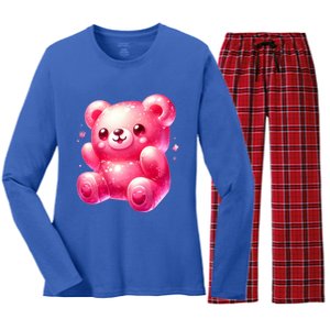 Funny Animals Coloured Gummi Bears Gift Women's Long Sleeve Flannel Pajama Set 