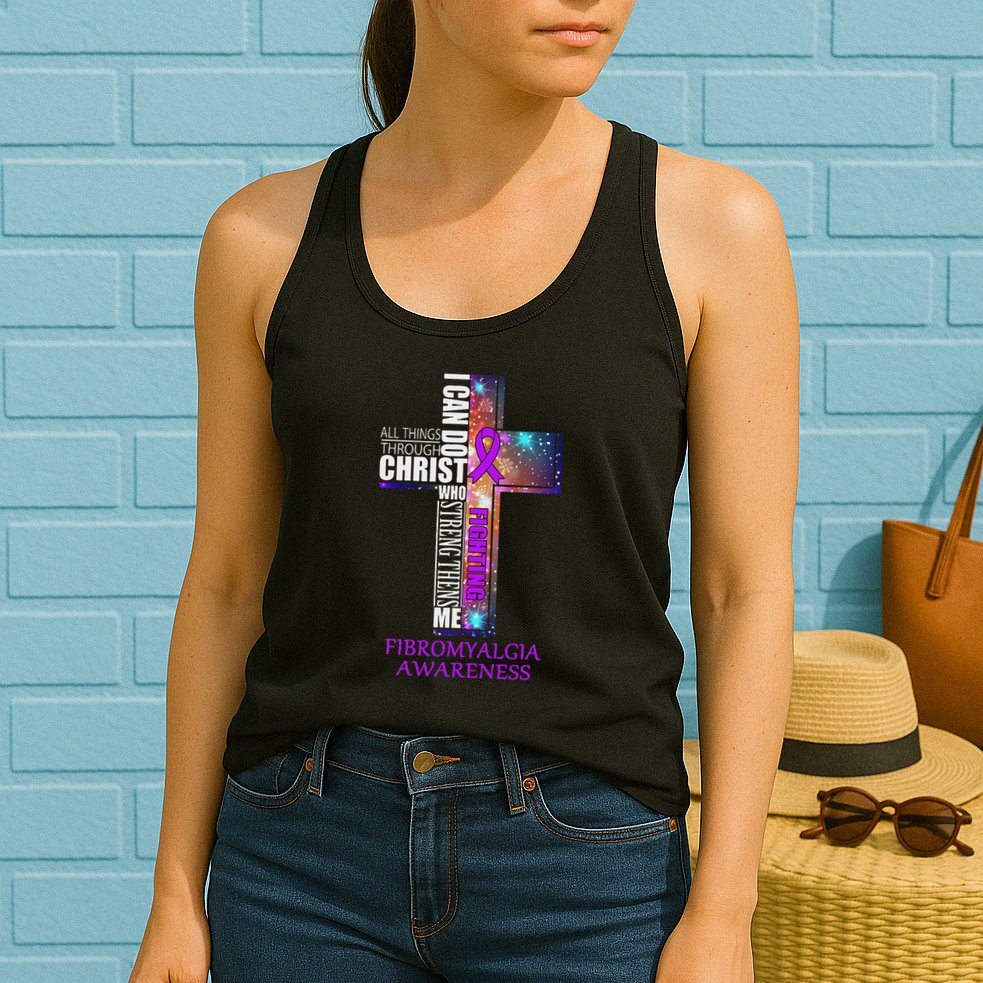 Fibromyalgia Awareness Christmas Gif Womens Tank Top