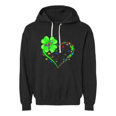 Funny Autism Clover Autism Mom Boy St Patrick's Day Garment-Dyed Fleece Hoodie