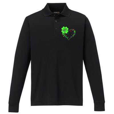 Funny Autism Clover Autism Mom Boy St Patrick's Day Performance Long Sleeve Polo