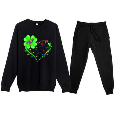 Funny Autism Clover Autism Mom Boy St Patrick's Day Premium Crewneck Sweatsuit Set