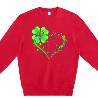 Funny Autism Clover Autism Mom Boy St Patrick's Day Premium Crewneck Sweatshirt