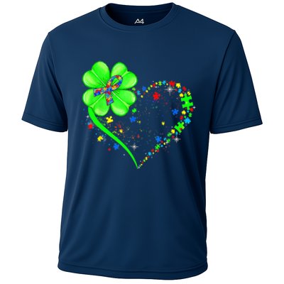 Funny Autism Clover Autism Mom Boy St Patrick's Day Cooling Performance Crew T-Shirt