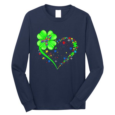 Funny Autism Clover Autism Mom Boy St Patrick's Day Long Sleeve Shirt