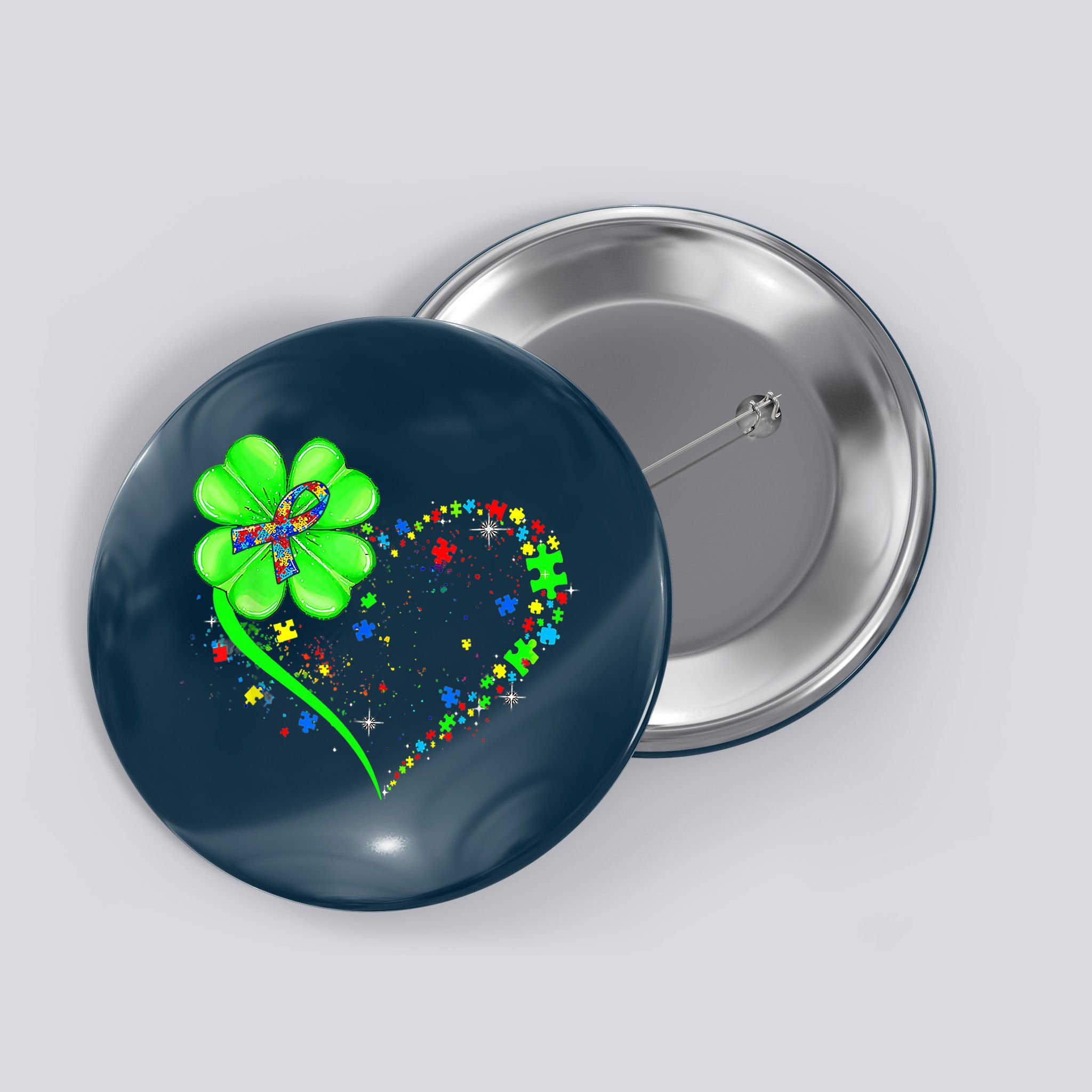 Funny Autism Clover Autism Mom Boy St Patrick's Day Button