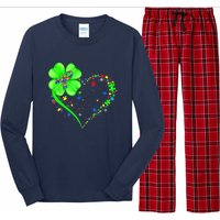 Funny Autism Clover Autism Mom Boy St Patrick's Day Long Sleeve Pajama Set