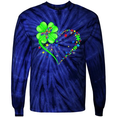 Funny Autism Clover Autism Mom Boy St Patrick's Day Tie-Dye Long Sleeve Shirt