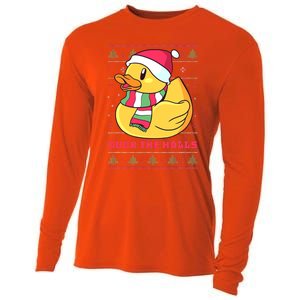 Funny and Cute Duck Puns Merry Christmas Duck The Halls Cooling Performance Long Sleeve Crew