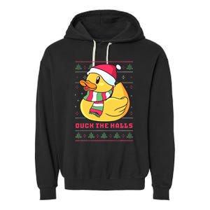 Funny and Cute Duck Puns Merry Christmas Duck The Halls Garment-Dyed Fleece Hoodie