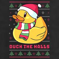 Funny and Cute Duck Puns Merry Christmas Duck The Halls 7 Panel Mesh Trucker Snapback Hat