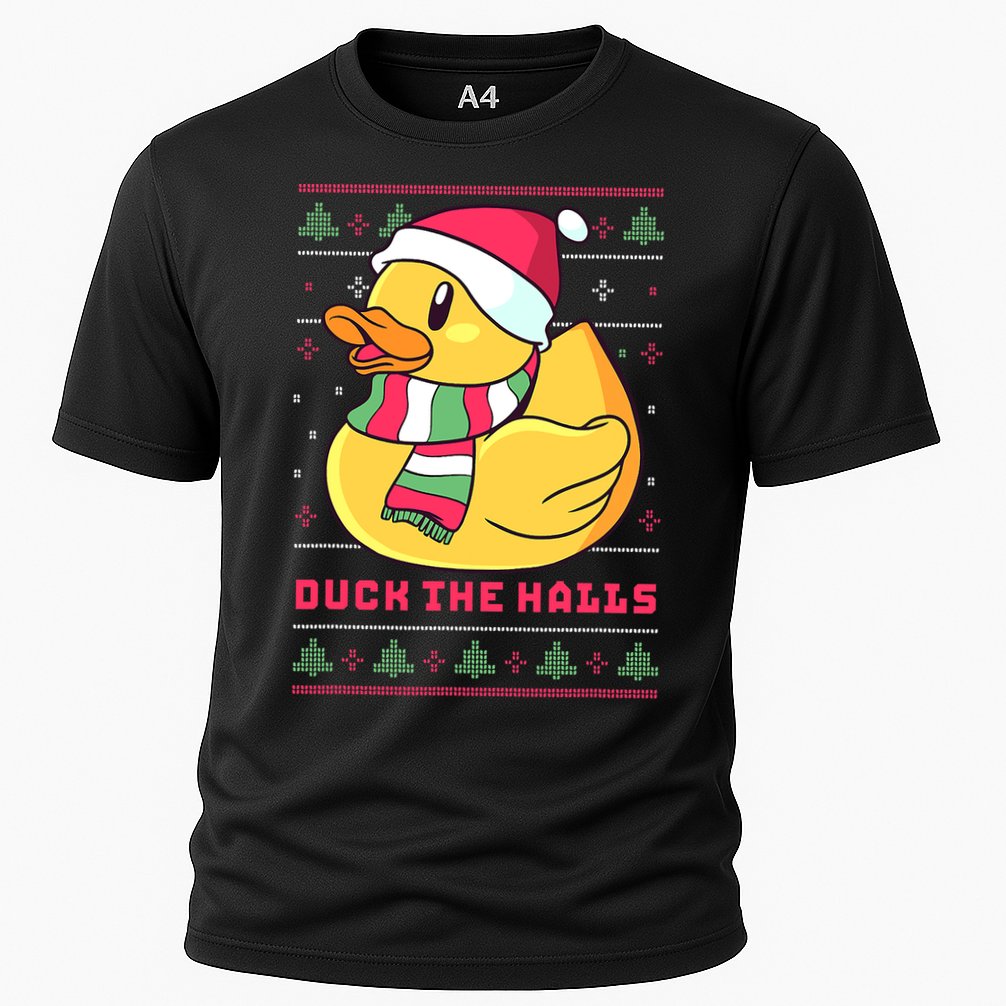 Funny and Cute Duck Puns Merry Christmas Duck The Halls Cooling Performance Crew T-Shirt