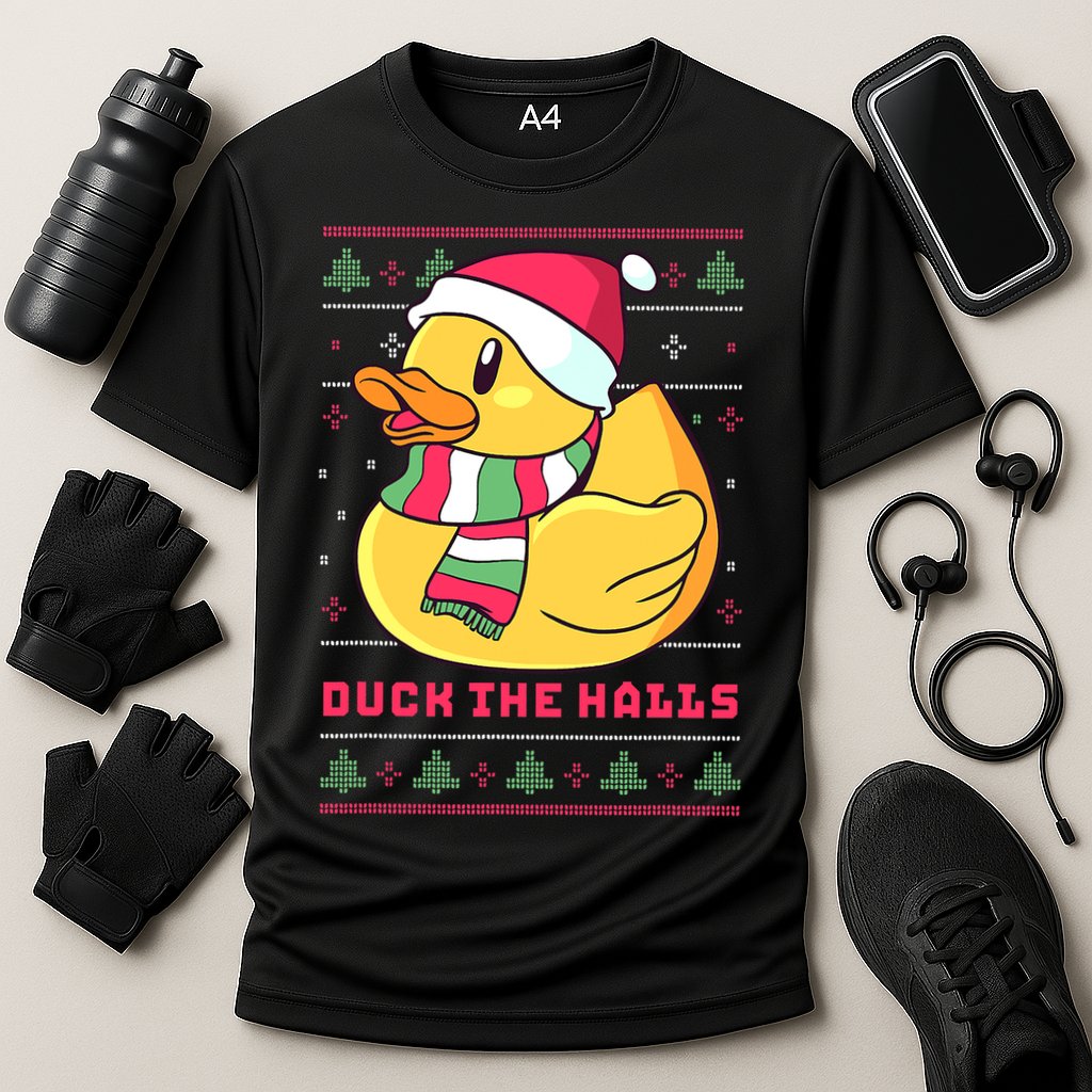 Funny and Cute Duck Puns Merry Christmas Duck The Halls Cooling Performance Crew T-Shirt