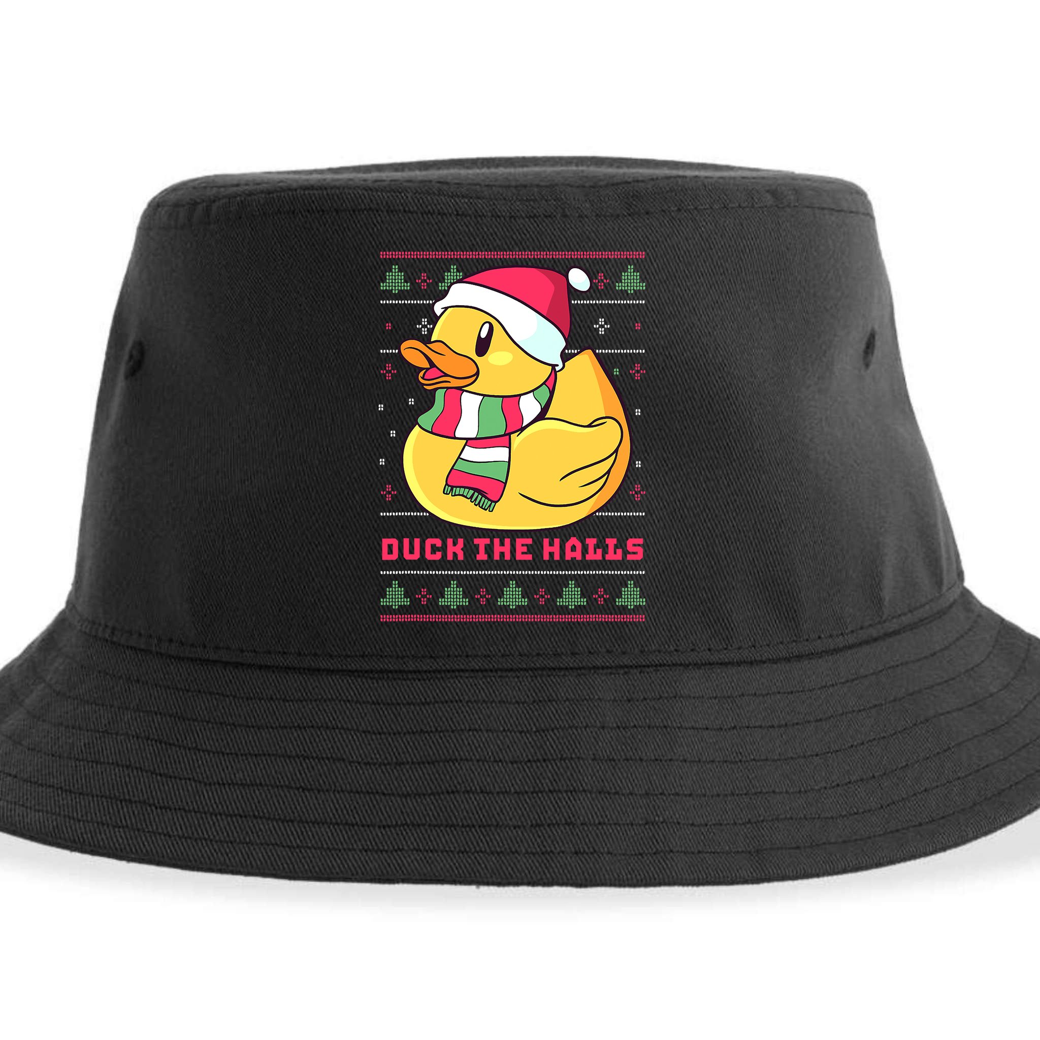 Funny and Cute Duck Puns Merry Christmas Duck The Halls Sustainable Bucket Hat