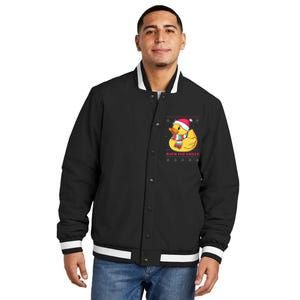 Funny and Cute Duck Puns Merry Christmas Duck The Halls Insulated Varsity Jacket