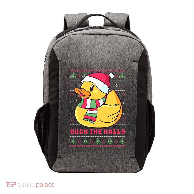 Funny and Cute Duck Puns Merry Christmas Duck The Halls Vector Backpack