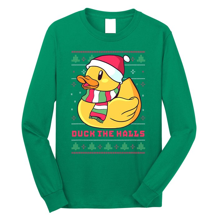 Funny and Cute Duck Puns Merry Christmas Duck The Halls Long Sleeve Shirt