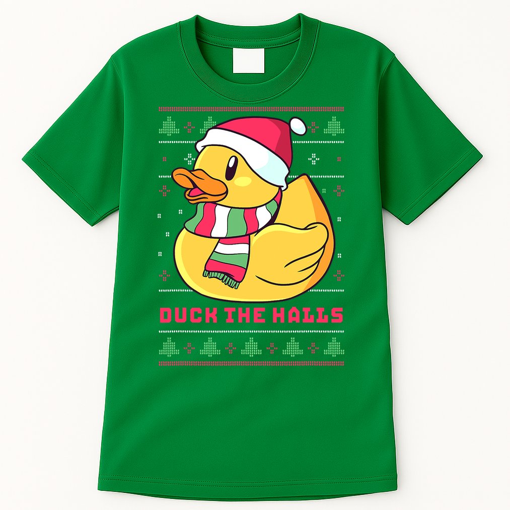 Funny and Cute Duck Puns Merry Christmas Duck The Halls Tall T-Shirt