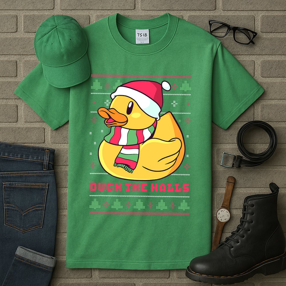 Funny and Cute Duck Puns Merry Christmas Duck The Halls Tall T-Shirt