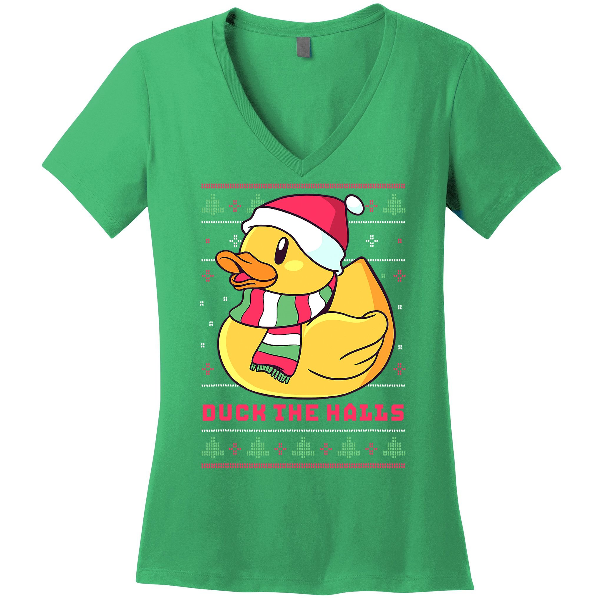 Funny and Cute Duck Puns Merry Christmas Duck The Halls Women's V-Neck T-Shirt