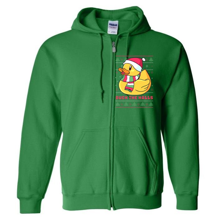 Funny and Cute Duck Puns Merry Christmas Duck The Halls Full Zip Hoodie