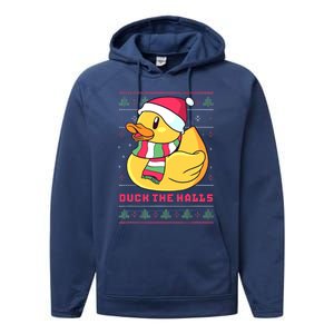 Funny and Cute Duck Puns Merry Christmas Duck The Halls Performance Fleece Hoodie