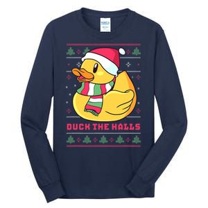 Funny and Cute Duck Puns Merry Christmas Duck The Halls Tall Long Sleeve T-Shirt