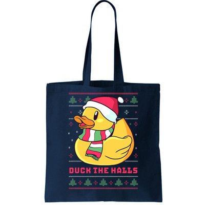 Funny and Cute Duck Puns Merry Christmas Duck The Halls Tote Bag