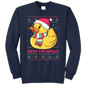 Funny and Cute Duck Puns Merry Christmas Duck The Halls Tall Sweatshirt