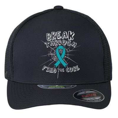 Find A Cure Ovarian Cancer Awareness Ribbon Funny Gift Cute Gift Flexfit Unipanel Trucker Cap