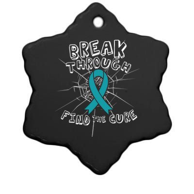 Find A Cure Ovarian Cancer Awareness Ribbon Funny Gift Cute Gift Ceramic Star Ornament