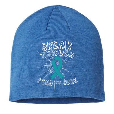 Find A Cure Ovarian Cancer Awareness Ribbon Funny Gift Cute Gift Sustainable Beanie