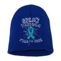 Find A Cure Ovarian Cancer Awareness Ribbon Funny Gift Cute Gift Short Acrylic Beanie