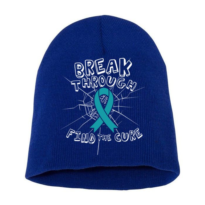 Find A Cure Ovarian Cancer Awareness Ribbon Funny Gift Cute Gift Short Acrylic Beanie